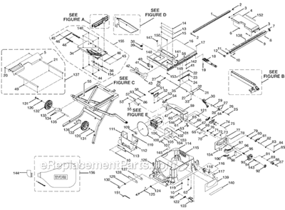 Page A Diagram and Parts List for BTS211  Ryobi Table Saw