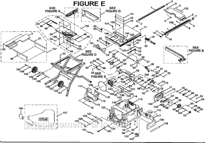 Page E Diagram and Parts List for BTS21  Ryobi Table Saw