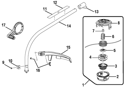 General Assembly (Part 1) Diagram and Parts List for RY 253 SS (Rev 02)(090333030)(2018-02) Ryobi Trimmer