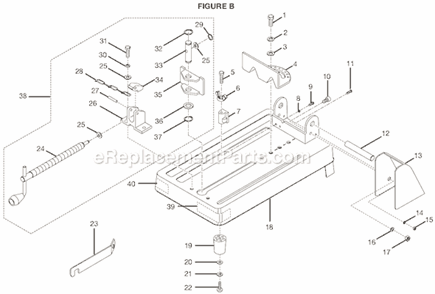 Page B Diagram and Parts List for C358  Ryobi Chop Saw