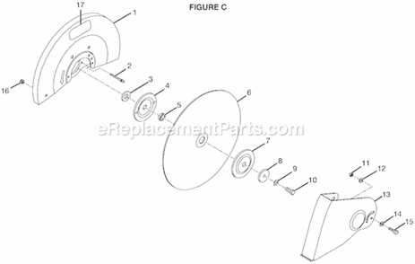 Page C Diagram and Parts List for C358  Ryobi Chop Saw