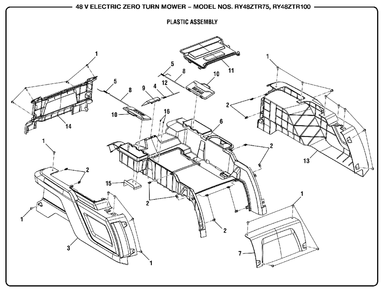 Figure B Diagram and Parts List for RY 48ZTR75 (Rev 01)(099749015)(2019-05) Ryobi Lawn Tractor