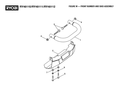 Figure M - Front Bumber And Skid Assembly Diagram and Parts List for RY 48111 (Rev 02)(099749010)(2021-05) Ryobi Lawn Tractor