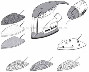 Page A Diagram and Parts List for CFS1501  Ryobi Sander Polisher