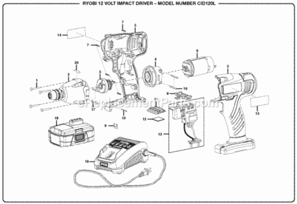 Part Location Diagram of 230226001 Ryobi Motor Assembly