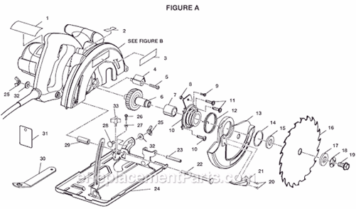 Page A Diagram and Parts List for CSB121  Ryobi Circular Saw