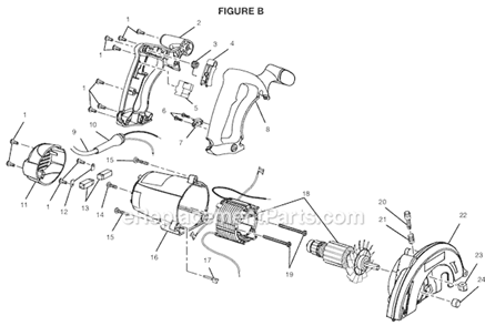 Page B Diagram and Parts List for CSB121  Ryobi Circular Saw