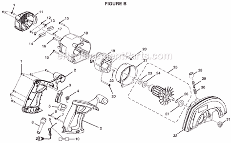 Page B Diagram and Parts List for CSB123  Ryobi Circular Saw
