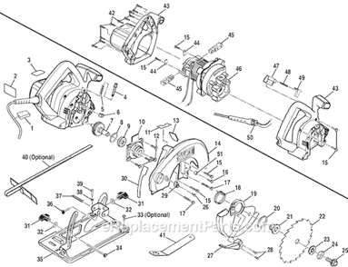 Page A Diagram and Parts List for CSB1308  Ryobi Circular Saw
