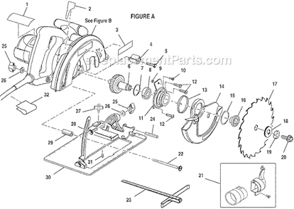 Page A Diagram and Parts List for CSB131K  Ryobi Circular Saw
