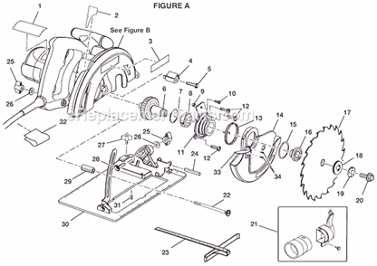 Page A Diagram and Parts List for CSB131  Ryobi Circular Saw