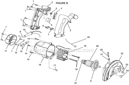 Page B Diagram and Parts List for CSB131  Ryobi Circular Saw