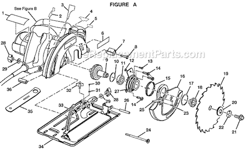 Page A Diagram and Parts List for CSB132L  Ryobi Circular Saw