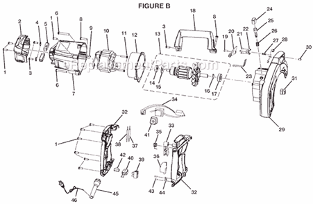 Page B Diagram and Parts List for CSB133L  Ryobi Circular Saw