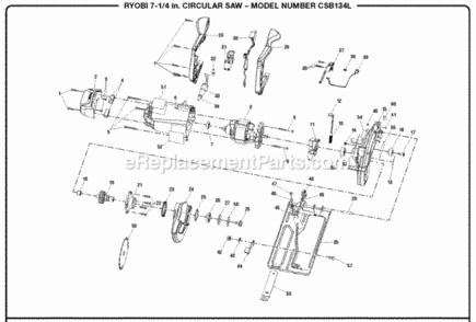 General_Assembly Diagram and Parts List for CSB134L  Ryobi Circular Saw