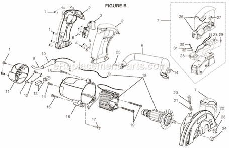 Page B Diagram and Parts List for CSB140LZ  Ryobi Circular Saw
