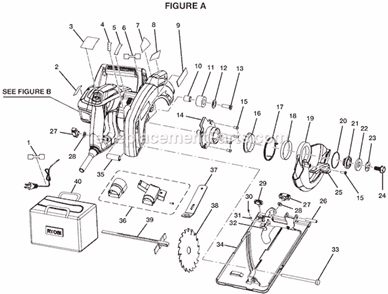 Page A Diagram and Parts List for CSB142LZ  Ryobi Circular Saw