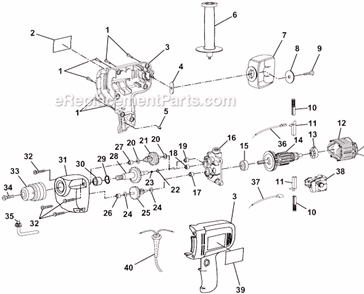 Page A Diagram and Parts List for D50VSR  Ryobi Electric Drill