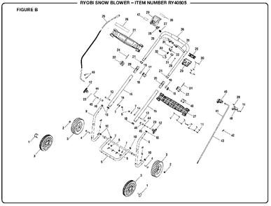 Figure B Diagram and Parts List for RY 40805 (Rev 01)(107700021)(2018-07) Ryobi Leaf Blower / Vacuum