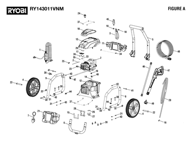 Figure A Diagram and Parts List for RY 143011 VNM (Rev 01)(095079816)(2022-07) Ryobi Pressure Washer