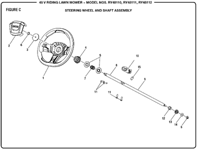 Figure C Diagram and Parts List for RY 48111 (Rev 04)(099749002)(2017-11) Ryobi Lawn Tractor