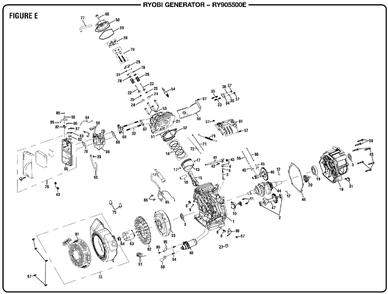 Figure E Diagram and Parts List for RY 905500 E (Rev 10)(090930279)(2019-03) Ryobi Generator