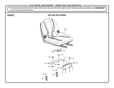 Figure I Diagram and Parts List for RY 48131 (Rev 01)(099237001)(2020-03) Ryobi Lawn Tractor