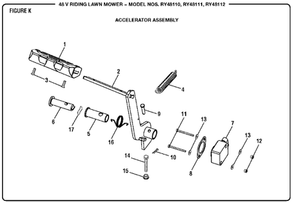 Figure K Diagram and Parts List for RY 48111 (Rev 03)(099749002)(2017-05) Ryobi Lawn Tractor