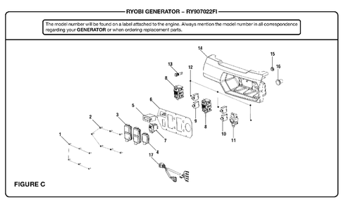 Part Location Diagram of 519815015 Ryobi Control Box