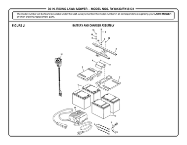 Figure J Diagram and Parts List for RY 48131 (Rev 01)(099237001)(2020-03) Ryobi Lawn Tractor
