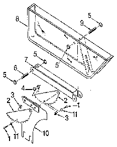 Blade guard assembly Diagram and Parts List for BT3000-1987  Ryobi Table Saw