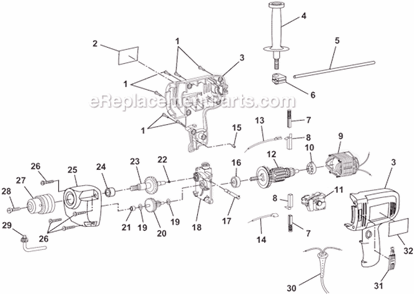 Page A Diagram and Parts List for HD500  Ryobi Hammer Drill