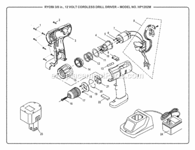 Cordless_Drill_Driver_12_Volt_38_In Diagram and Parts List for HP1202MK2  Ryobi Cordless Drill