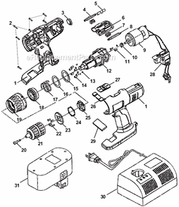 Page A Diagram and Parts List for HP1442MK2F  Ryobi Cordless Drill