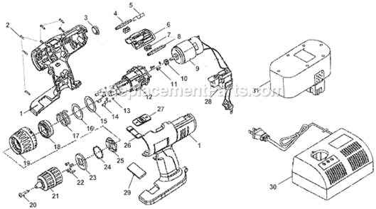 Page A Diagram and Parts List for HP1802MK2F  Ryobi Cordless Drill