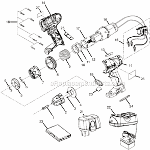 Page A Diagram and Parts List for HP496  Ryobi Cordless Drill