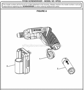 Page A Diagram and Parts List for HP52L  Ryobi Cordless Drill