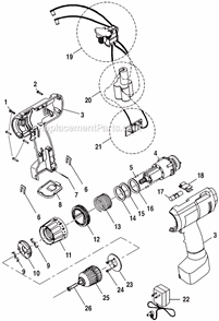 Page A Diagram and Parts List for HP62  Ryobi Cordless Drill