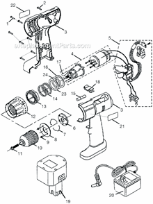 Page A Diagram and Parts List for HP722K  Ryobi Cordless Drill