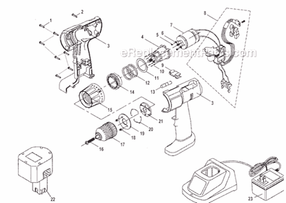 Page A Diagram and Parts List for HP962  Ryobi Cordless Drill