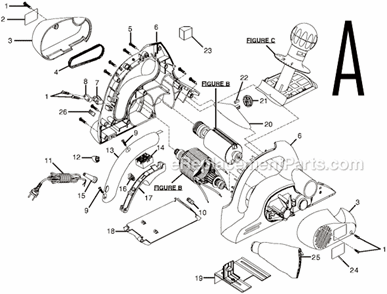 Page A Diagram and Parts List for HPL50  Ryobi Planer Jointer