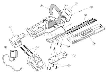 Page A Diagram and Parts List for HT12V 803000001 Ryobi Hedge Trimmer