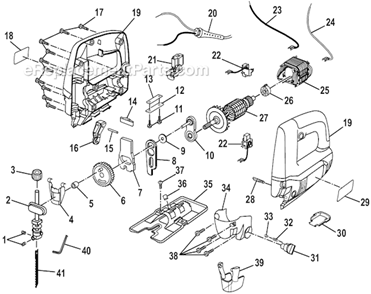 Page A Diagram and Parts List for JS048  Ryobi Jig Saw