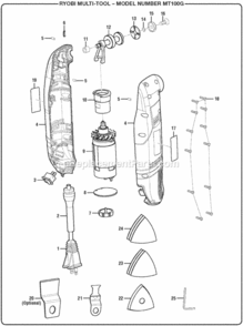 General_Assembly Diagram and Parts List for MT100G  Ryobi Multi-Tool