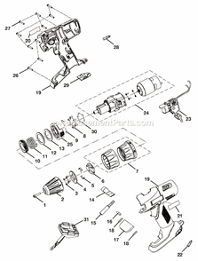 Page A Diagram and Parts List for P201  Ryobi Cordless Drill