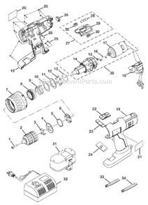 Page A Diagram and Parts List for P206  Ryobi Cordless Drill