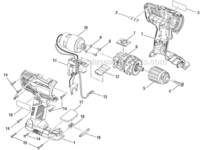 Page A Diagram and Parts List for P208B  Ryobi Cordless Drill