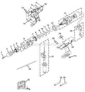 Page A Diagram and Parts List for P220  Ryobi Hammer Drill