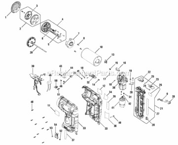 General_Assembly Diagram and Parts List for P325  Ryobi Nailer
