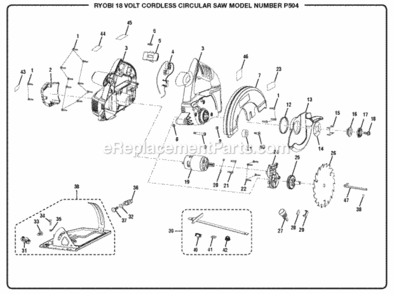 General_Assembly Diagram and Parts List for P504  Ryobi Circular Saw